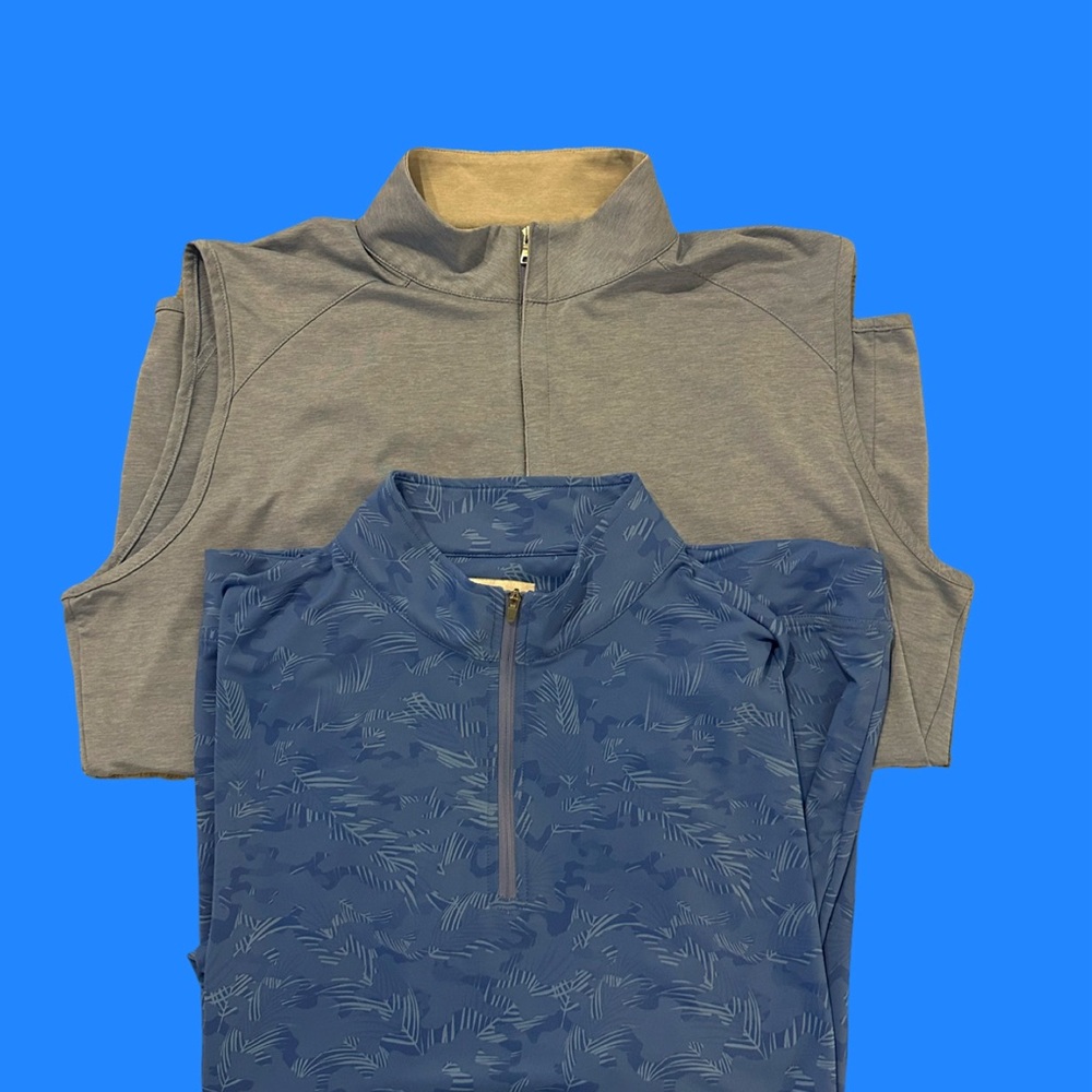 PETER MILLAR CROWN COMFORT LIGHT BLUE VEST & PETER MILLAR 1/4 ZIP SIZE XL